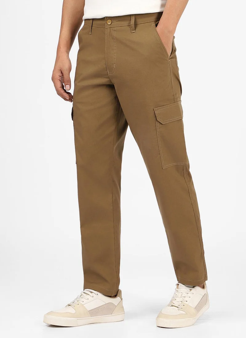Urbano Fashion  Urbano Fashion Men's Khaki Regular Fit Solid Cargo Chino Pant With 6 Pockets for Men | Best Price UAE